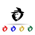 detective black and white multi color icon. Simple glyph, flat vector of crustaceans icons for ui and ux, website or mobile