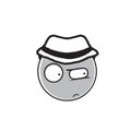 Detective Cartoon Face Wear Hat Suspecting People Emotion Icon