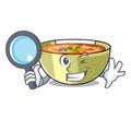 Detective Cartoon lentil soup ready to served