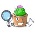 Detective cartoon star cactus plants at cactus farm