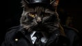 Detective Cat Wearing A Black Hat: Pop Art Inspired Portrait Royalty Free Stock Photo