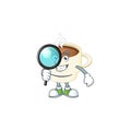 Detective character cup coffee in cartoon mascot