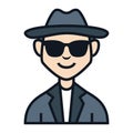 Detective cool job fedora hat avatar people character