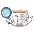 Detective cup mint tea the shape mascot Royalty Free Stock Photo