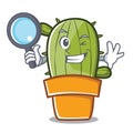 Detective cute cactus character cartoon