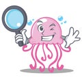 Detective cute jellyfish character cartoon