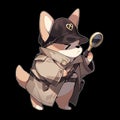 A detective dog who solves crimes, AI Generated, Sticker ver.7