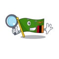 Detective flag zambia shape with the cartoon