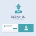 Detective, hacker, incognito, spy, thief Business Logo Glyph Icon Symbol for your business. Turquoise Business Cards with Brand