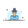 Detective, hacker, incognito, spy, thief Flat Color Icon Vector