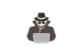 Detective Hidden Beard Hacker Laptop Logo