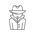 Detective icon, linear isolated illustration, thin line vector, web design sign, outline concept symbol with editable Royalty Free Stock Photo