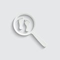 Detective icon. loupe search footstep icon