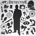 Detective icon set. Royalty Free Stock Photo