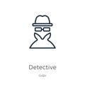 Detective icon. Thin linear detective outline icon isolated on white background from gdpr collection. Line vector detective sign, Royalty Free Stock Photo