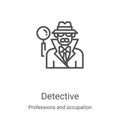 detective icon vector from professions and occupation collection. Thin line detective outline icon vector illustration. Linear