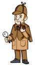 Detective investigating case cartoon design illustration