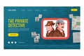 Detective logo hand drawn landing page Royalty Free Stock Photo