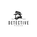 Detective Logo Vector Design Illustration Icon spy secret agent the mafia. Sherlock Holmes silhouette. Creative black head Private