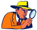 Detective with magnifying glas