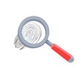 Detective magnifying glass and human finger print illustration