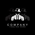 Detective Man Logo Design, Mafia Detective Fashion Tuxedo And Hat Illustration Vector, BlackMan Businesman Icon Royalty Free Stock Photo