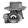 Detective man with macro lens Royalty Free Stock Photo