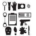 Detective occupation character design, cartoon silhouette black. Police Design elements and icons