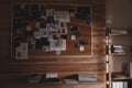 Detective office interior with evidence board on wall Royalty Free Stock Photo