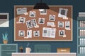 Detective office interior with investigation board. Royalty Free Stock Photo