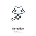 Detective outline vector icon. Thin line black detective icon, flat vector simple element illustration from editable professions Royalty Free Stock Photo