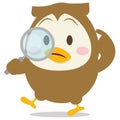 Detective owl character vector illustration Royalty Free Stock Photo