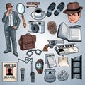 Detective Pack Illustration Royalty Free Stock Photo