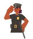 Detective police officer african american woman 2D cartoon character