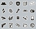 Detective or Private Eye Icons Black & White Sticker Set Big Royalty Free Stock Photo