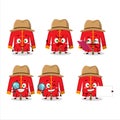 Detective red chinese traditional costume cute cartoon character holding magnifying glass