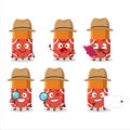 Detective red eraser cute cartoon character holding magnifying glass Royalty Free Stock Photo