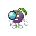 Detective ripe star apple character on white background