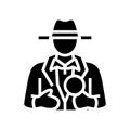 detective search magnifying glass glyph icon vector illustration