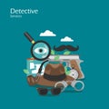Detective services vector flat style design illustration Royalty Free Stock Photo