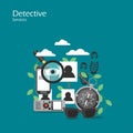 Detective services vector flat style design illustration Royalty Free Stock Photo