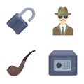 Detective set collection icons in cartoon style vector symbol stock Royalty Free Stock Photo