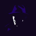 Detective in the shadow cartoon vector illustration. mysterious man silhouette Royalty Free Stock Photo