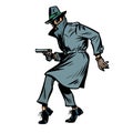 Detective spy man with gun pose. isolate on white background Royalty Free Stock Photo