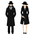 Detective spy man and woman character. private ivestigation agent. mafia gangster Royalty Free Stock Photo