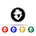 detective stamp black and white multi color icon. Simple glyph, flat vector of crustaceans icons for ui and ux, website or mobile Royalty Free Stock Photo