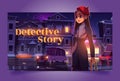 Detective story tour banner with woman sleuth Royalty Free Stock Photo