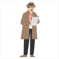 Detective take notes on a notepad vector isolated