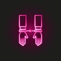 detention, handcuffs, gang, criminal neon style icon. Simple thin line, outline vector of mafia icons for ui and ux, website or