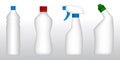 Set of detergent plastic bottles with chemical cleaning product. Royalty Free Stock Photo